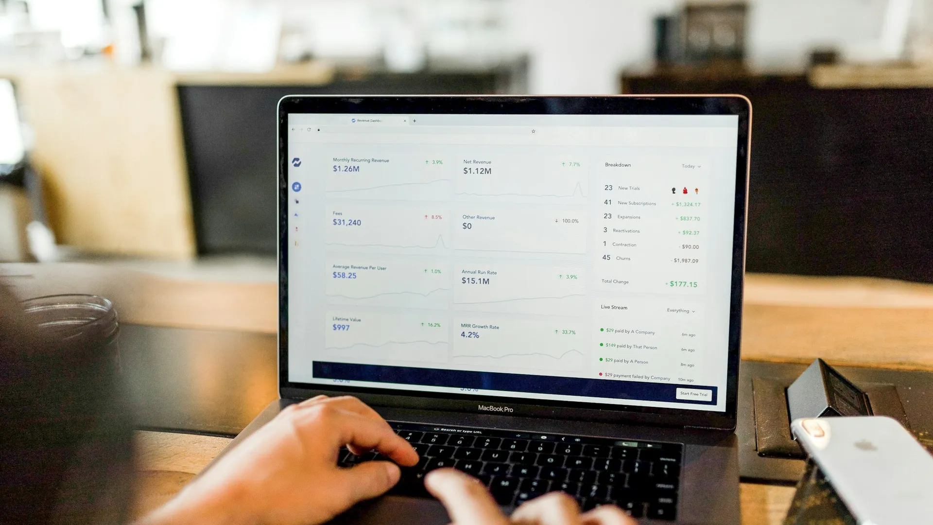 Marketer reviewing campaign analytics on a laptop